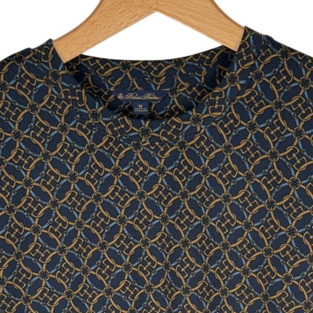 Brooks Brothers Equestrian Chain‎ Link Long Sleeve Knit Top Womens M Navy Gold - Picture 4 of 7